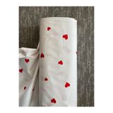KAMİZ %100 Pamuk Kırmızı Kalp Poplin Kumaş- Nevresim-Çarşaf-Yastık Kılıfı-Elbise-Çanta-240 Cm Geniş En