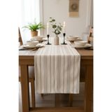 KAMİZ Antrasit Çizgili Pamuk Keten Runner 40x150 Cm