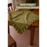 KAMİZ Fırfırlı Haki Fiskos Örtüsü Masa Örtüsü Fırfırlı Haki Runner