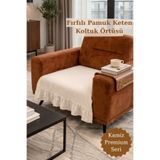 KAMİZ Fırfırlı Koltuk Örtüsü Bohem Pamuk Keten | Kaymaz, Yıkanabilir, Modern Şık Tasarım Tekli Koltuk