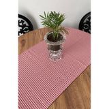 KAMİZ Kırmızı Pötikareli Keten Runner 40x150 Cm