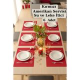 KAMİZ Kırmızı Su ve Leke İtici Amerikan Servis Supla Takımı 6 Adet Çeyiz Seti