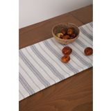 KAMİZ Organik Yıkanmış Açık Gri Çizgili Keten Runner 40x150 Cm