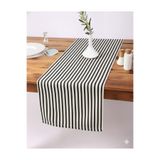 KAMİZ Siyah Çizgili Keten Runner 40x150 Cm