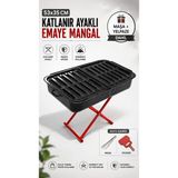 Kamp Avm Mangal Seti 53x35 cm Katlanır Ayaklı Emaye Kömürlü Mangal