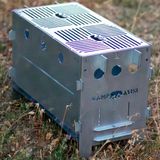 Kamp Ayısı® Pyrowide™ Geniş Katlanır Metal Ateş Kutusu - 2mm Gri Galvaniz Çelik, Çantalı, 39.5 x 26.5 x 21 cm