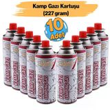 Kamp Gazı (10 Adet) Bütan Propan Tüpü Portatif Ocak Kartuşu Tek Kullanımlık Pürmüz Yedeği 227 Gr
