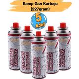 Kamp Gazı (5 Adet) Bütan Propan Tüpü Portatif Ocak Kartuşu Tek Kullanımlık Pürmüz Yedeği 227 Gr