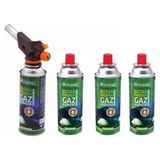 Kamp Kartuş Tüp 227 gr Çakmaklı Pürmüz Set 4'lü - Yeşil