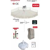 Kamp Outdoor 200 cm Plaj Bahçe Balkon Şemsiye Taşıma Çantası ve Aksesuarlar - Ahşap - Bej