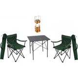 Kamp Sandalyesi 2li +Portatif Masa+ Aydınlatma Feneri Seti - 6456 Ecorce Tube Marron - Polyester