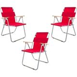 Kamp Sandalyesi Katlanır Ahşap Kollu Kamp Piknik Sandalyesi 3 Lü - 6456 Ecorce Tube Marron - Polyester
