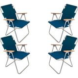 Kamp Sandalyesi Katlanır Ahşap Kollu Kamp Piknik Sandalyesi 4 Lü - 6456 Ecorce Tube Marron - Polyester