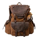 Kamp Sırt Çantası – 40+5 L Mumlu Kanvas Outdoor Sırt Çantası, Gerçek Deri Detaylı Haki ve Kahverengi Varyasyonlu | Tanto Bushcraft (Haki)