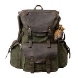 Kamp Sırt Çantası – 40+5 L Mumlu Kanvas Outdoor Sırt Çantası, Gerçek Deri Detaylı Haki ve Kahverengi Varyasyonlu | Tanto Bushcraft (Haki)