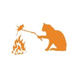 Kamp Yapan Kedi Araba Sticker 17X17 Cm Turuncu