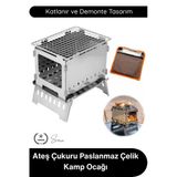 #Kampocağı Ateş Çukuru Paslanmaz Çelik Kamp Ocağı Katlanır Taşınabilir Outdoor Izgara Bushcraft Piknik Barbekü Sobası De