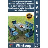 #Kampseti Kamp Piknik Bahçe Konfor Pratik Portatif Katlanabilir 6 Kişilik 120 Cm Masa Sandalye Seti