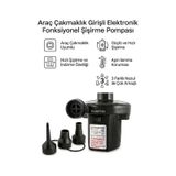 Kamptek 12v Araç Çakmaklık Girişli Elektrikli Şişirme Pompası - Yatak, Mat, Bot Ve Çadır Şişirme Pompası 3 Farklı Uçlu