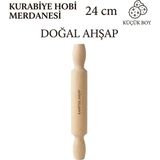 Kamptek Ahşap Atölyesinden Küçük Hobi Kurabiye Merdanesi Verniksiz Doğal 24 cm - Ahşap Desenli