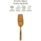 Kamptek Ahşap Mutfak Kamp Hazırlık Doğal Zeytin Ağacından Büyük Geniş Spatula 31 cm