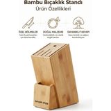 Kamptek Bambu Bıçaklık Standı Mutfak Tezgah Üstü Profesyonel Bıçak Standı Organizer - Renkli