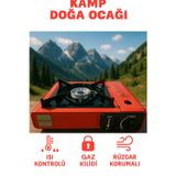 Kamptek Camp One Portatif Tek Gözlü Stop Emniyetli Kamp Doğa Piknik Ocağı Profesyonel Çanta Hediyeli Kırmızı