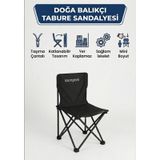 Kamptek Doğa Ve Balıkçı Sandalyesi - Yer Kaplamaz Mini Boy Tabure Telefon Koyma Cepli Sağlam Balıkçı Sandalye Tabure Siyah