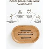 Kamptek Kamp Teknolojisi Ahşap Doğal Bambu Sabunluk - Hızlı Kuruyan Drenajlı Banyo Sabunluğu, Küfe Dayanıklı Oval Sabunluk Altlığı