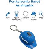 Kamptek Kamp Teknolojisi Baret Tasarım Anahtarlık Açacak Fonksiyonlu Işıklı Tasarım Anahtarlık - 04G-Mavi