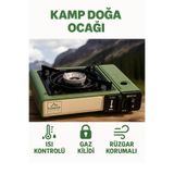 kamptek kamp teknolojisi Doğa Kamp Piknik Portatif Tek Gözlü Stop Emniyetli Profesyonel Kamp Doğa Piknik Gaz Ocağı Yeşil