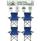 Kamptek Kamp Teknolojisi Kamptek 4'lü Kamp Sandalyesi Seti - Katlanabilir Piknik, Bahçe ve Plaj Sandalyesi - Taşıma Çantalı & Bardaklıklı Sağlam Iskelet - Mavi