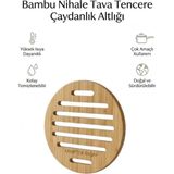 Kamptek Kamp Teknolojisi Kamptek Ahşap Yuvarlak Nihale / Tencere Altlığı / Çaydanlık Altlık Bambu Yeni Nesil Nihale