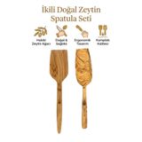 kamptek kamp teknolojisi Kamptek Zeytin Ağacı El Yapımı 2'li Mutfak Seti - Doğal Ahşap Spatula ve Servis Sunum Gereci