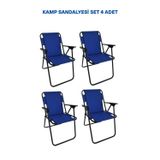 Kamptek Metal Katlanır Kamp Karavan Doğa Piknik Plaj Sandalyesi 4 Adet Yeşil - Mavi