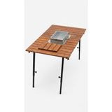 Kampya Xl Mangallı Gürgen Masa Seti - 85X135 cm Katlanabilir Doğal Ahşap Masa - --