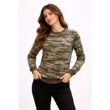 Kamuflaj Desenli 2 İplik 4 Mevsim Uzun Kollu Bisiklet Yaka Sweatshirt - Kamuflaj - Kamuflaj / S