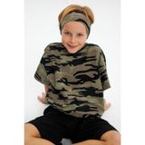 Kamuflaj-Kamuflaj Erkek Cocuk 100 Pamuklu Penye Oversize Kamuflaj T-Shirt Yumusak Bandana Ikılı Takım Trend Seri 2