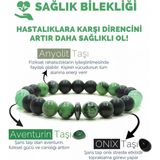 Kamus Sağlık Bilkeliği Anyolit Aventurin Oniks Doğal Taş Bileklik - 18 cm - Taupe