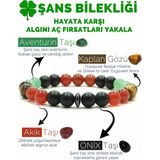 Kamus Şans Bilekliği Oniks Akik Kaplangözü Aventurin Doğal Taş Bileklik - 19 cm - Yeşil