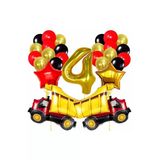 Kamyon 4 Yaş Balon Set Yıldız Balon Folyo Set Konsept Doğum Günü Set Yaş Balon Set