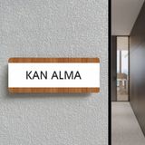 Kan Alma - Ofis Departman Kapı Isimliği, Yönlendirme Levhası 26X10 cm Beyaz & Ceviz - 26 x 10 cm - 1 Adet