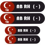 Kan Grubu Kask Etiketi 4 Parça Ab Rh - Etiket Sticker