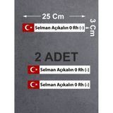 Kan Grubu Sticker, Türk Bayraklı Kan Grubu Sticker, Araba Oto Motosiklet Karavan Sticker 02523 25x3 Cm