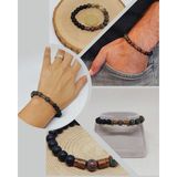 Kan Taşı & Oniks Taşı 8mm Unisex Tasarım Bileklik Hawaii Model (2929)