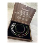 KAN TAŞI TESBİH & BİLEKLİK SETİ ÖZEL TASARIM AHŞAP KUTUSUNDA- DOĞAL TAŞ KANTAŞI-SET