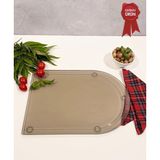 Kanallı Cam Kesme Tahtası - Cam Kesme Tablası | Bronz Cam - Kenarı Oval | 25cm x 35cm | Patentli Ürün