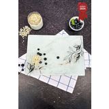 Kanallı Cam Kesme Tahtası - Cam Kesme Tablası | Dark Floral | 25cm x 35cm | Patentli Ürün
