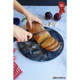 Kanallı Cam Kesme Tahtası - Cam Kesme Tablası | Doğal Taş Desenli | Çap32cm | Patentli Ürün