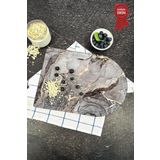 Kanallı Cam Kesme Tahtası - Cam Kesme Tablası | Gri Gold Mermer - Kenarı Oval | 25cm x 35cm | Patentli Ürün
